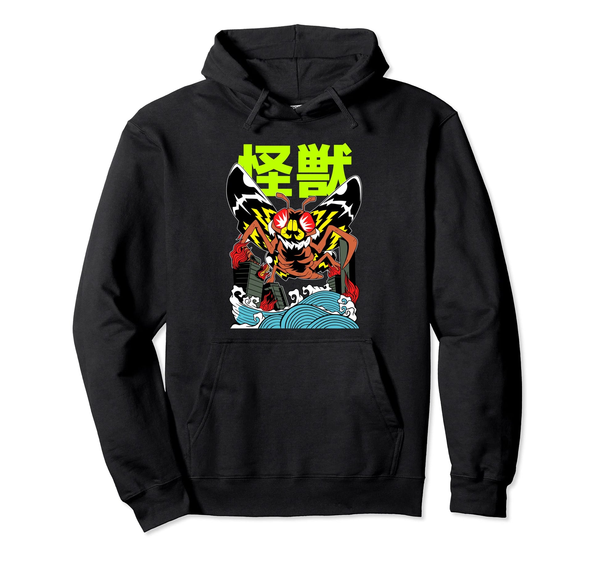 Anime Monster Moth Kanji Grunge Japan Hoodie - Graphic Print for Adults - T-Shirt, Sweatshirt, Hoodie