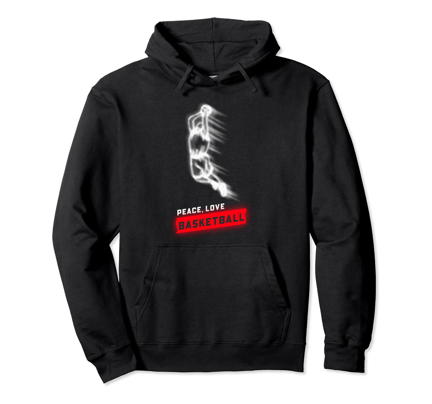 Peace Love Basketball Fans Basketball Hoodie - Graphic Print for Adults - T-Shirt, Sweatshirt, Hoodie