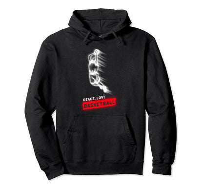 Peace Love Basketball Fans Basketball Hoodie - Graphic Print for Adults - T-Shirt, Sweatshirt, Hoodie