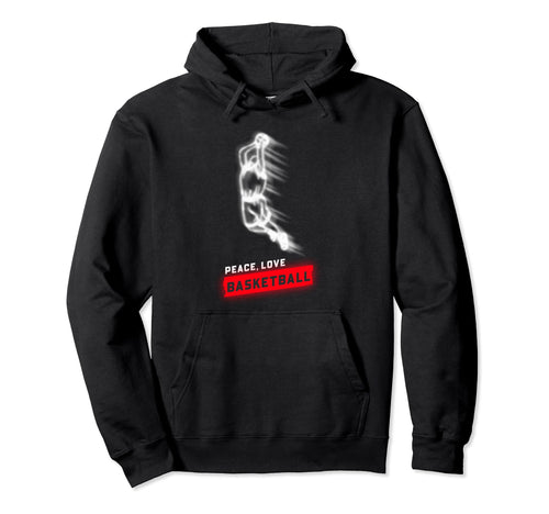 Peace Love Basketball Fans Basketball Hoodie - Graphic Print for Adults - T-Shirt, Sweatshirt, Hoodie