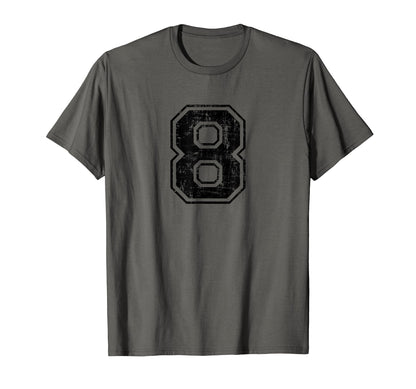 Number 8 Eight Varsity Distressed T-Shirt - Novelty Apparel Men Women - T-Shirt, Sweatshirt, Hoodie
