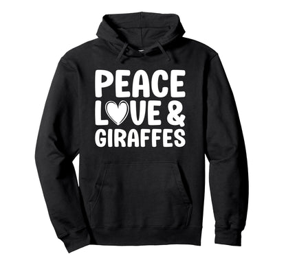 Giraffe Lover Funny Peace Love And Hoodie - Minimalist Print for Adults - T-Shirt, Sweatshirt, Hoodie
