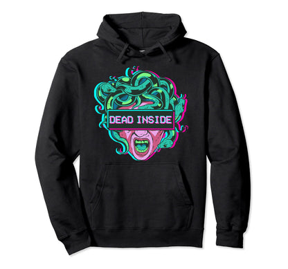 Aesthetic Medusa Dead Inside Snake Hoodie - Fun Novelty Design Men Women - T-Shirt, Sweatshirt, Hoodie