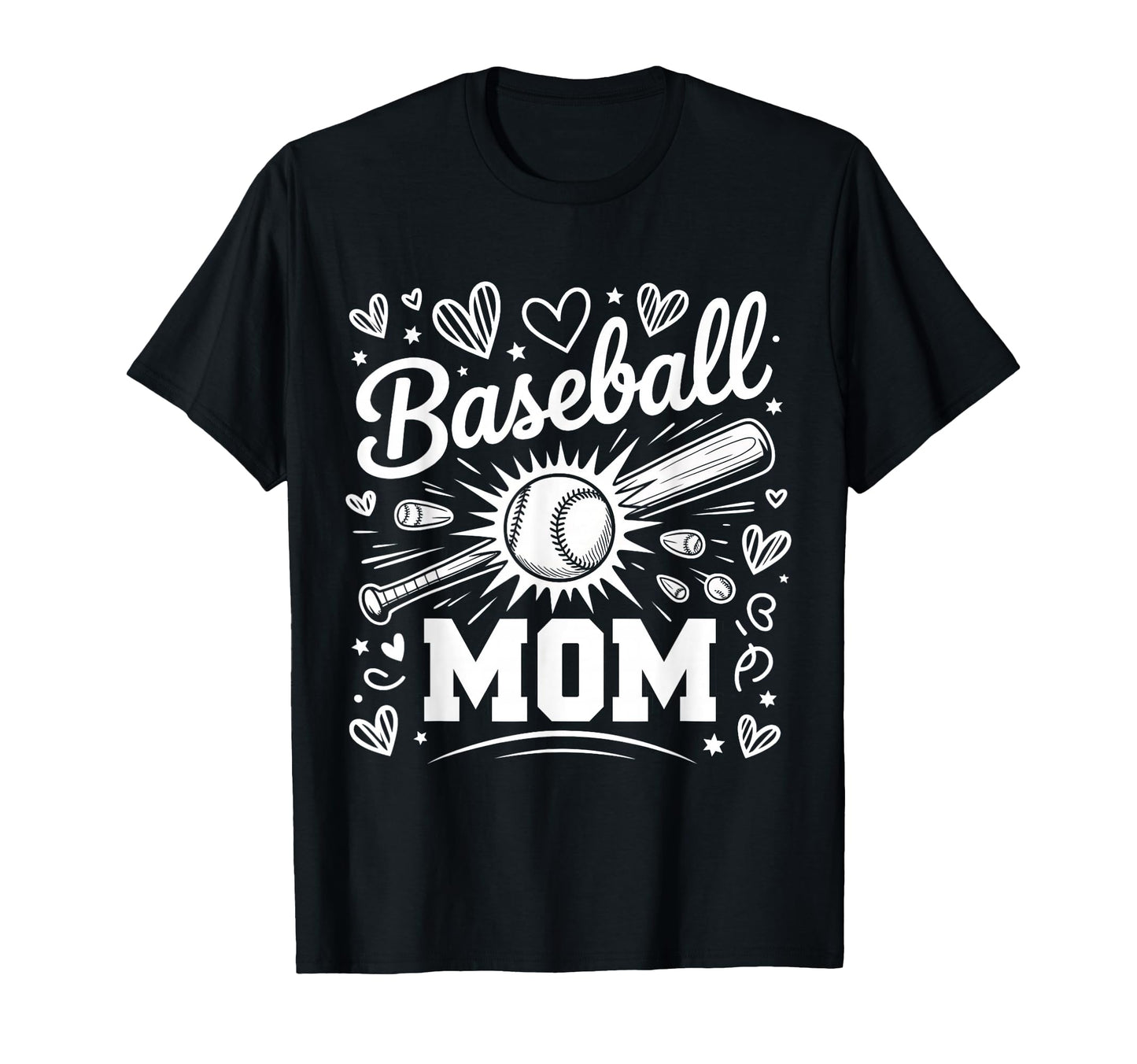 Baseball Mom Heart Family Mothers Day T-Shirt - Trendy Graphic Unisex - T-Shirt, Sweatshirt, Hoodie