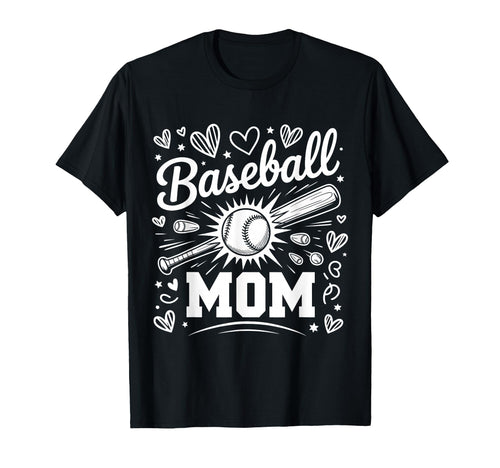 Baseball Mom Heart Family Mothers Day T-Shirt - Trendy Graphic Unisex - T-Shirt, Sweatshirt, Hoodie
