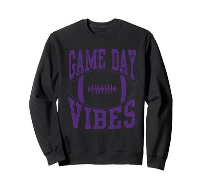 Game Day Vibes Purple Football Sweatshirt - Unique Graphic Men Women - T-Shirt, Sweatshirt, Hoodie
