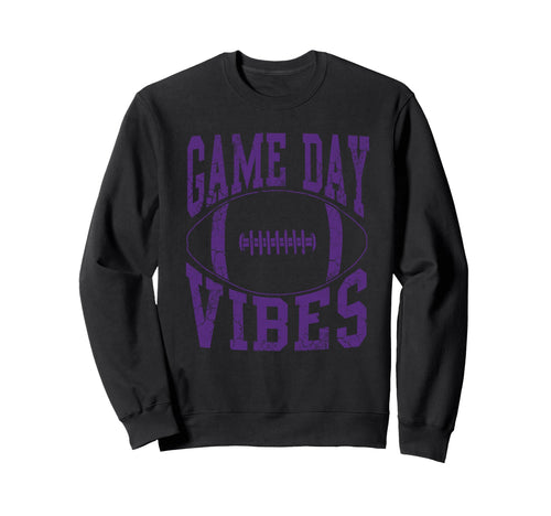 Game Day Vibes Purple Football Sweatshirt - Unique Graphic Men Women - T-Shirt, Sweatshirt, Hoodie