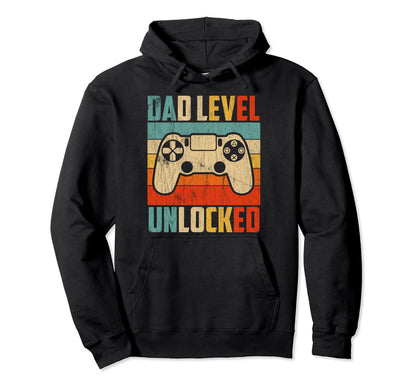 Dad Level Unlocked Video Game Gaming Hoodie - Trendy Graphic for Adults - T-Shirt, Sweatshirt, Hoodie