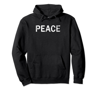 Peace Love Distressed Positive Vibes Hoodie - Novelty Apparel for Adults - T-Shirt, Sweatshirt, Hoodie