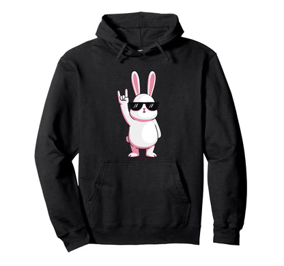 Bunny Rock Rabbit Hipster Vibe Funny Hoodie - Streetwear Style Men Women - T-Shirt, Sweatshirt, Hoodie