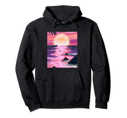 Vaporwave Sun Synthwave Sunset Hoodie - Novelty Apparel Men Women - T-Shirt, Sweatshirt, Hoodie