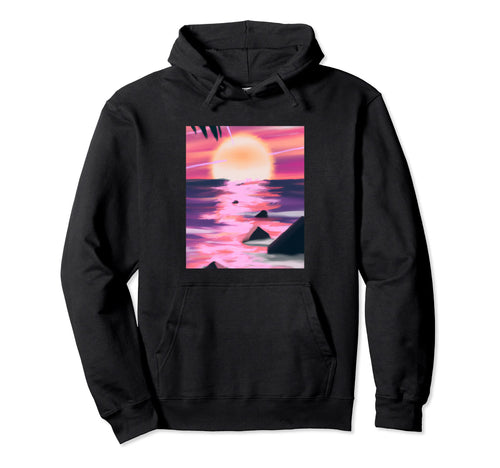 Vaporwave Sun Synthwave Sunset Hoodie - Novelty Apparel Men Women - T-Shirt, Sweatshirt, Hoodie