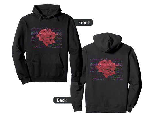 Red Pixelated Pixelated Flower Rose Hoodie - Aesthetic Graphic Unisex - T-Shirt, Sweatshirt, Hoodie