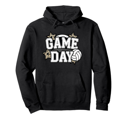 Volleyball Game Day Leopard Volleyball Hoodie - Fun Novelty Design Unisex - T-Shirt, Sweatshirt, Hoodie