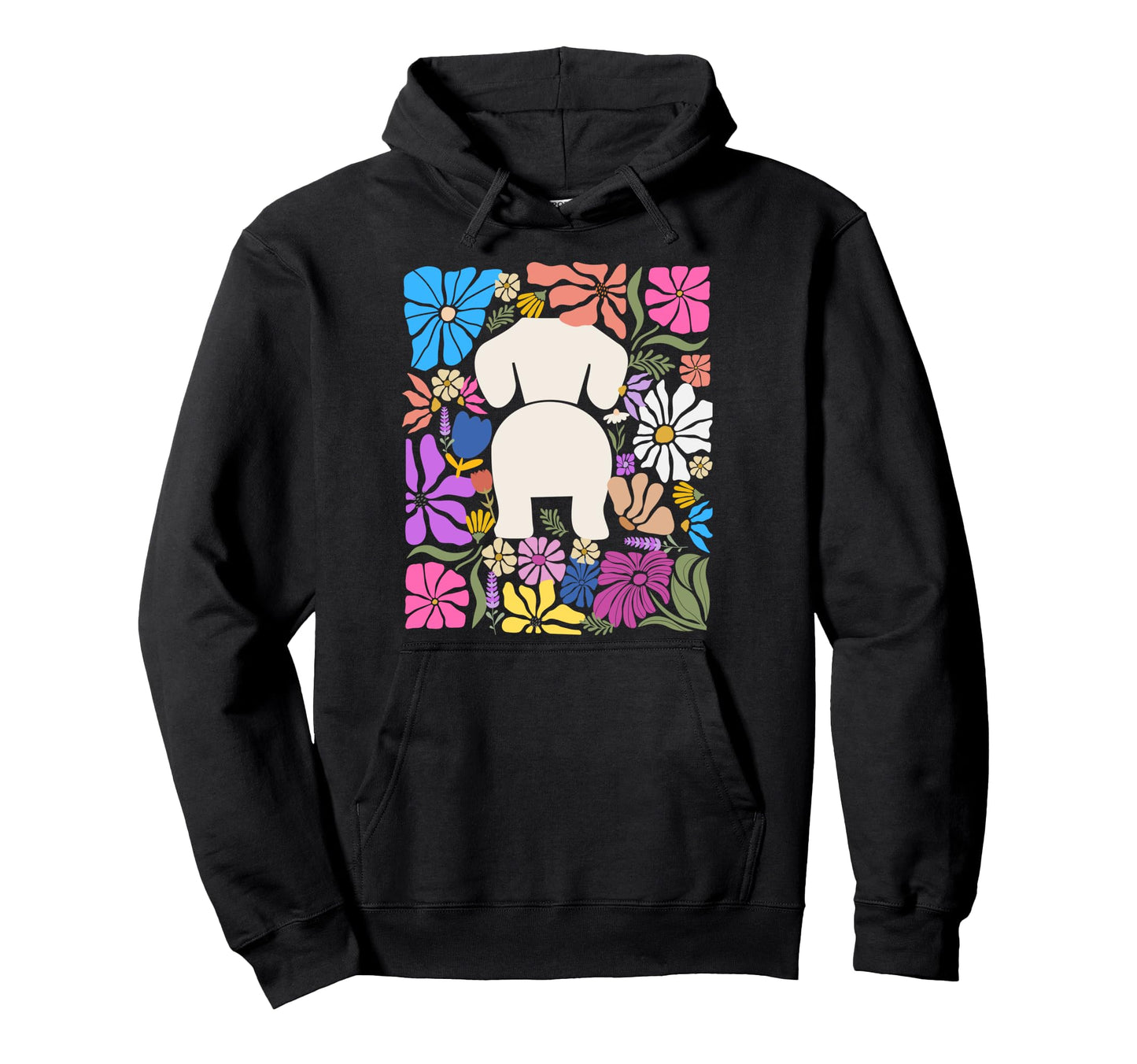 Dachshund Boho Floral Doxie Flowers Dog Hoodie - Minimalist Print Men Women - T-Shirt, Sweatshirt, Hoodie