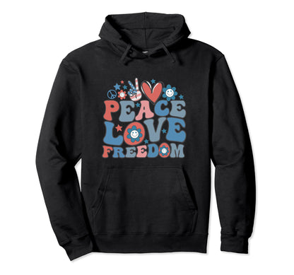 American 4Th July Peace Love Freedom Hoodie - Custom Art Print Men Women - T-Shirt, Sweatshirt, Hoodie