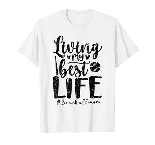 Living That Baseball Life Baseball Mom T-Shirt - Graphic Print Unisex - T-Shirt, Sweatshirt, Hoodie
