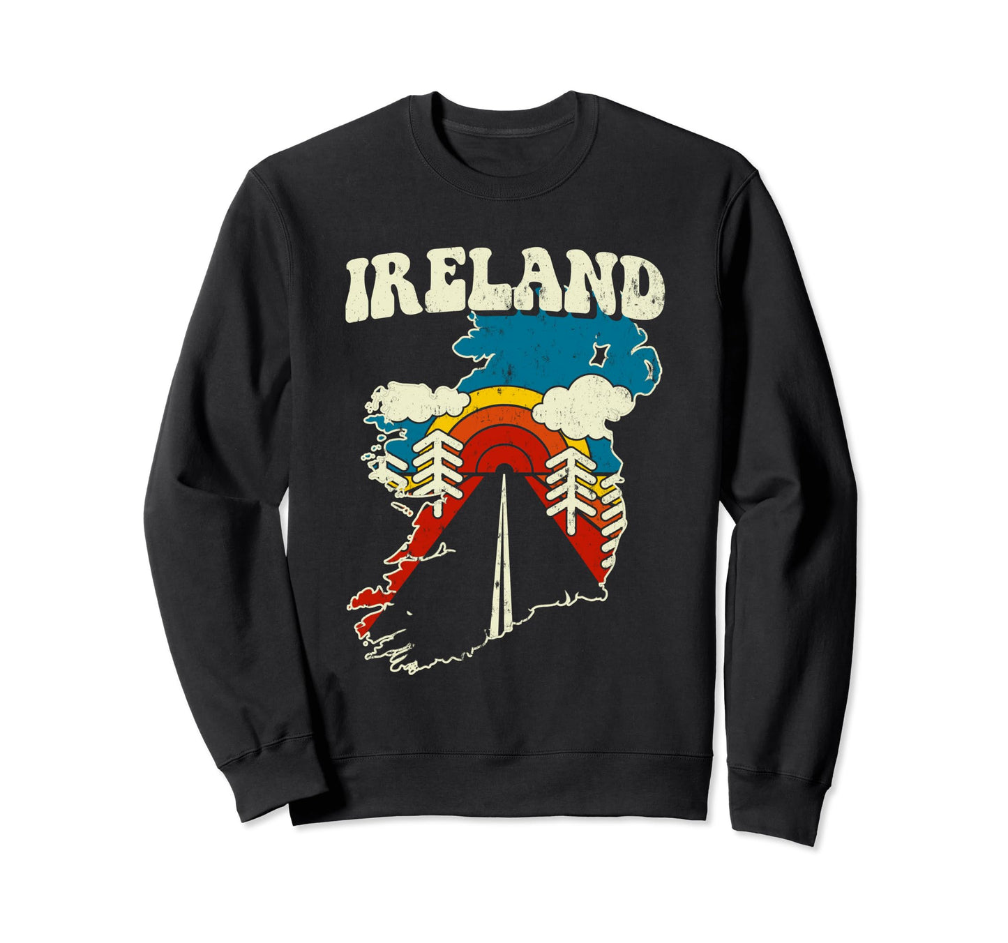 Ireland Irish Country Rainbow 70S Map Sweatshirt - Minimalist Print Unisex - T-Shirt, Sweatshirt, Hoodie