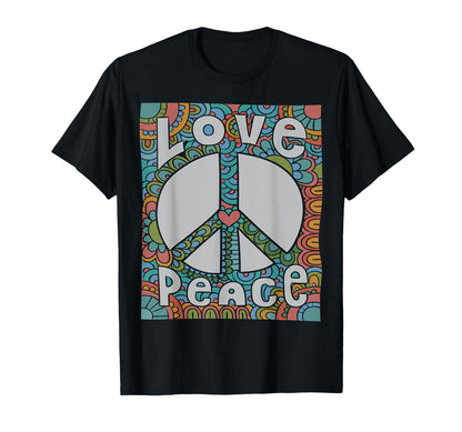 Peace Sign Love 60S 70S Tie Die T-Shirt - Minimalist Print for Adults - T-Shirt, Sweatshirt, Hoodie