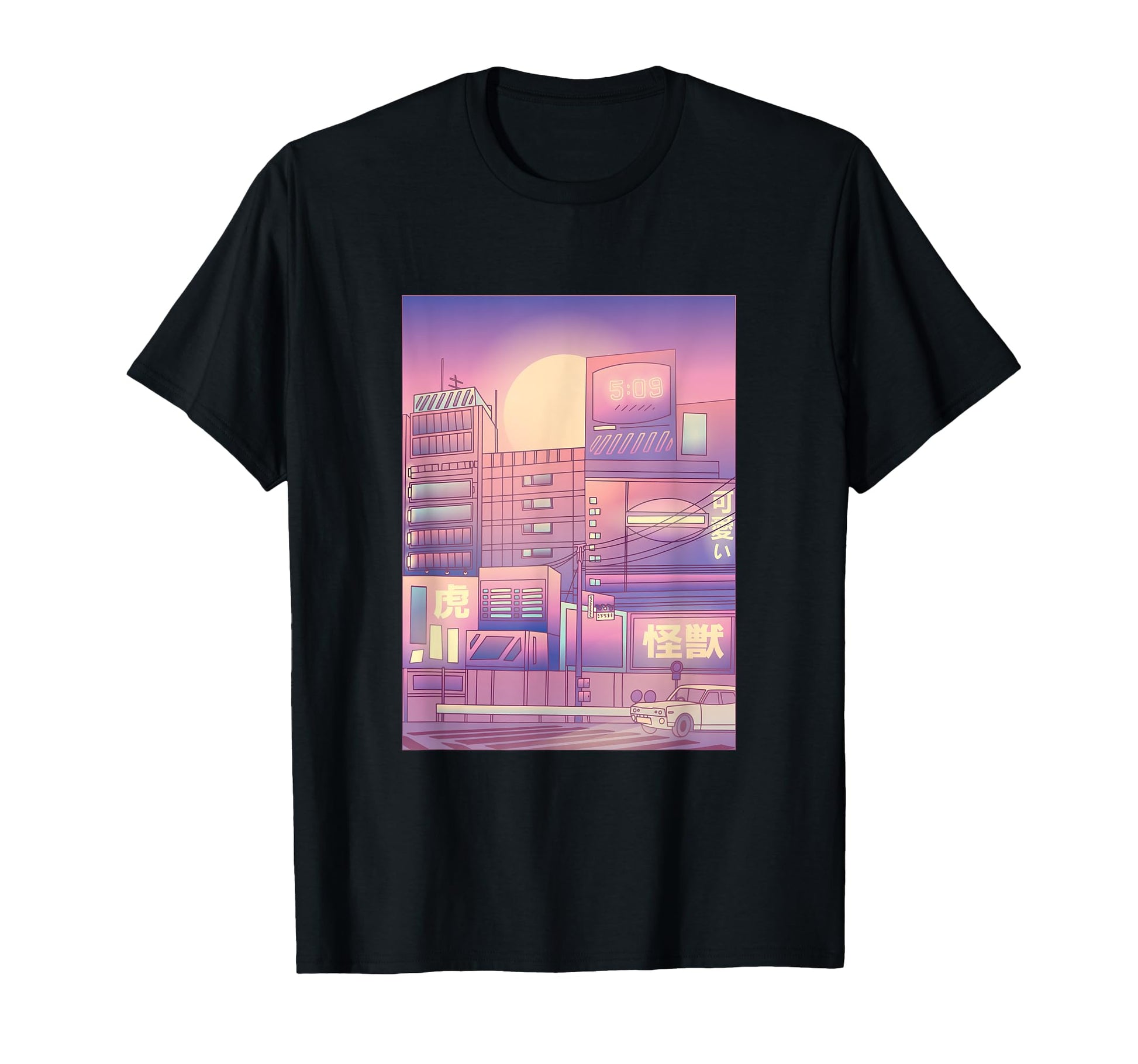 Futuristic Japanese City Vaporwave T-Shirt - Fun Novelty Design for Adults - T-Shirt, Sweatshirt, Hoodie