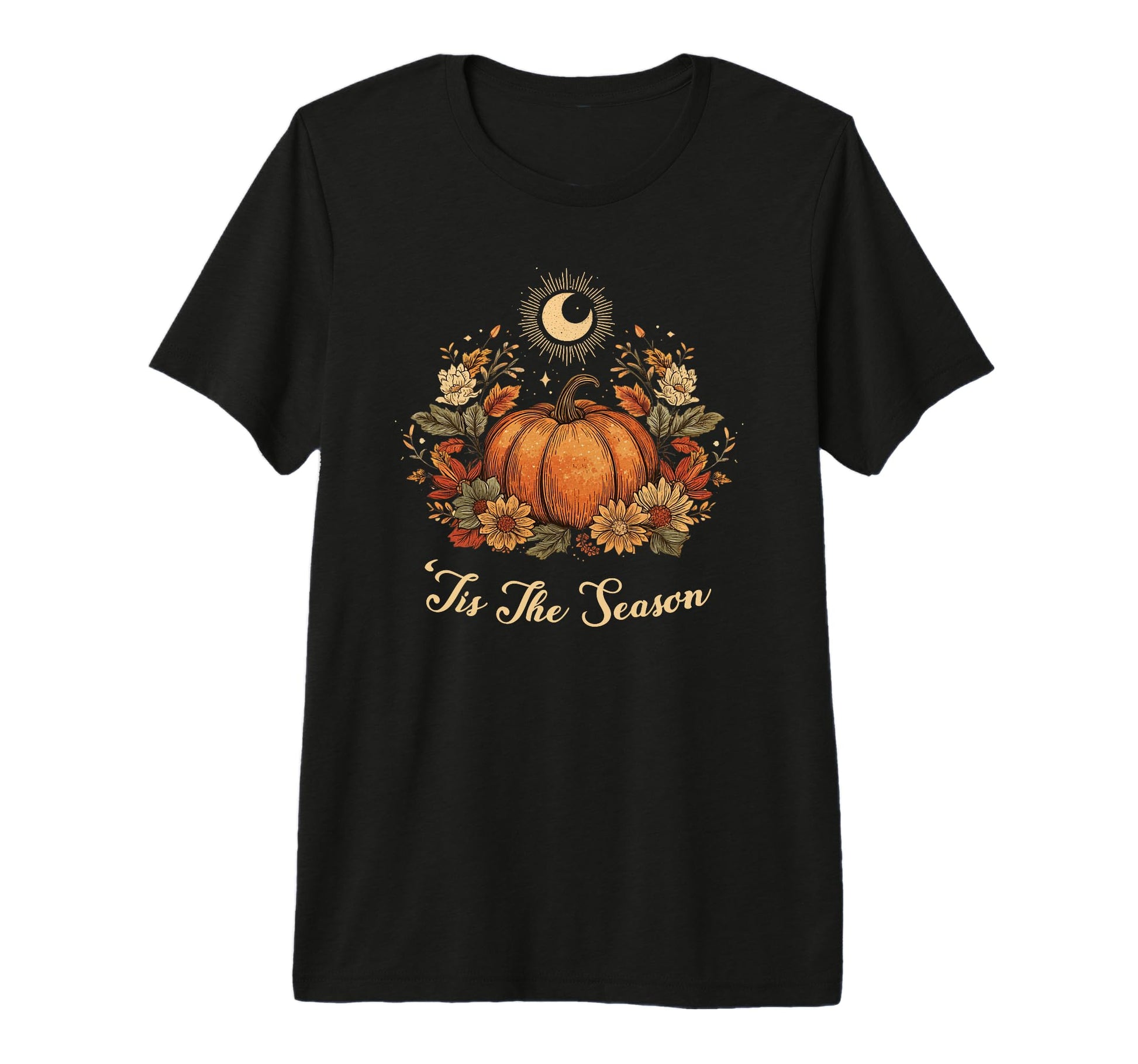 Pumpkin Spice Tis Season Equinox Moon Tri T-Shirt - Unique Graphic Unisex - T-Shirt, Sweatshirt, Hoodie