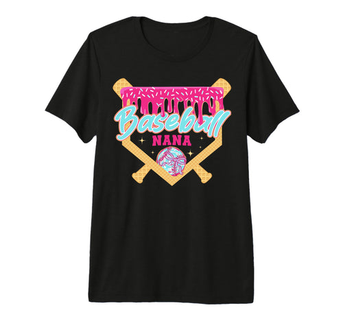 Baseball Nana Drip Ice Cream Baseball T-Shirt - Fun Novelty Design Unisex - T-Shirt, Sweatshirt, Hoodie