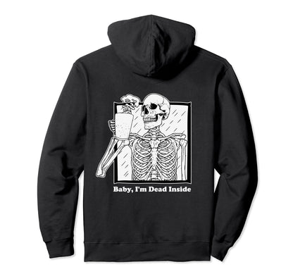 Im Dead Inside Skeleton Coffee Emo Hoodie - Aesthetic Graphic Men Women - T-Shirt, Sweatshirt, Hoodie