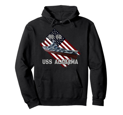 Battleship Uss Alabama Bb 60 Combat Hoodie - Novelty Apparel for Adults - T-Shirt, Sweatshirt, Hoodie