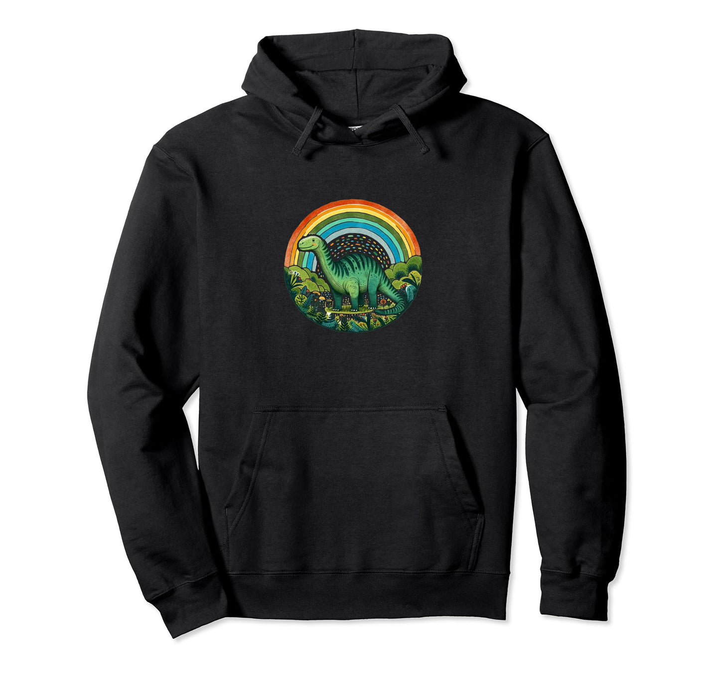 Dinosaur Art Green Rainbow Hoodie - Casual Everyday Wear Unisex - T-Shirt, Sweatshirt, Hoodie