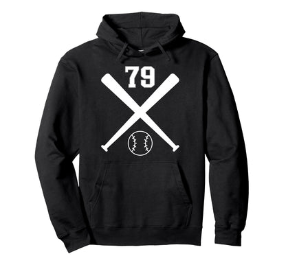 Baseball Softball Number 79 Hoodie - Fun Novelty Design for Adults - T-Shirt, Sweatshirt, Hoodie