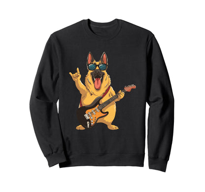 Funny Rock Dog German Shepherd Music Sweatshirt - Custom Art Print Unisex - T-Shirt, Sweatshirt, Hoodie