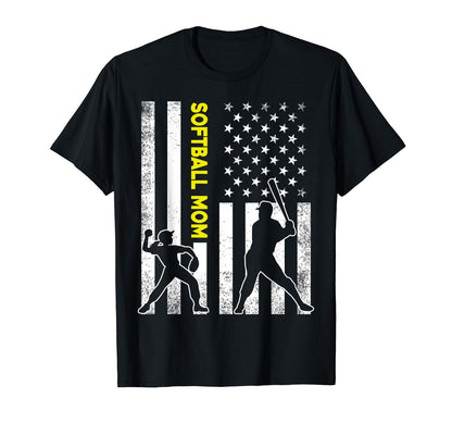 Softball Mom Proud Softball Family Usa T-Shirt - Graphic Print Men Women - T-Shirt, Sweatshirt, Hoodie
