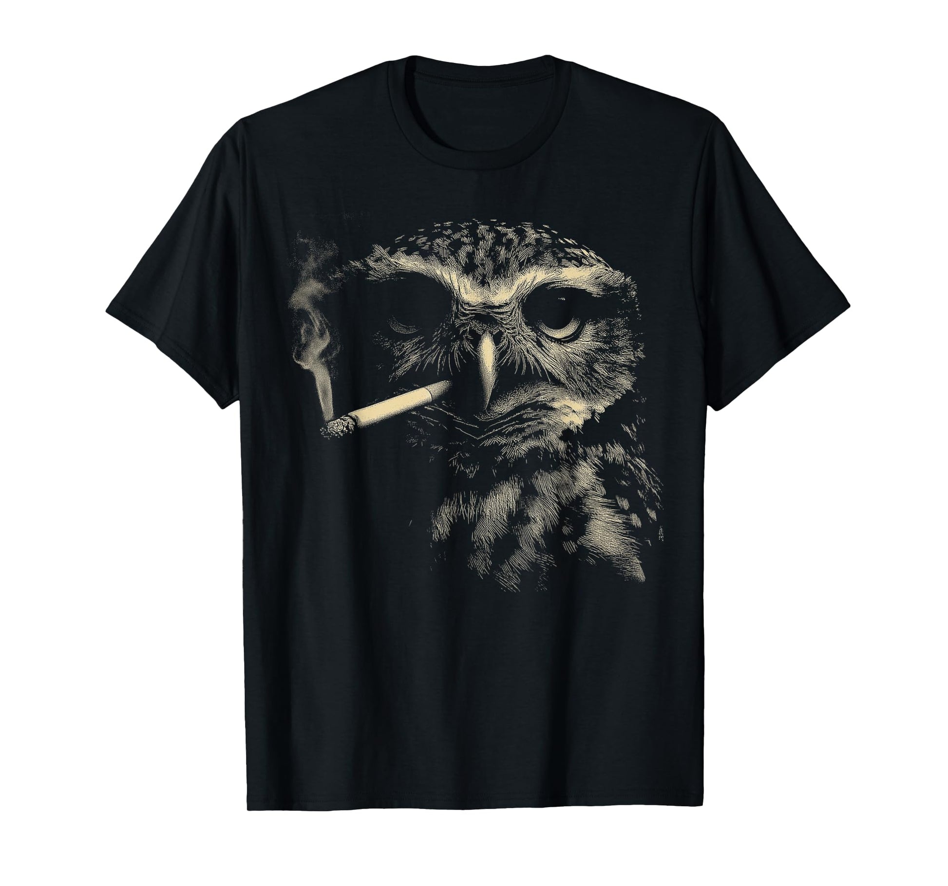 Funny Owl Smoking Bird Cigarette Meme T-Shirt - Minimalist Print Men Women - T-Shirt, Sweatshirt, Hoodie