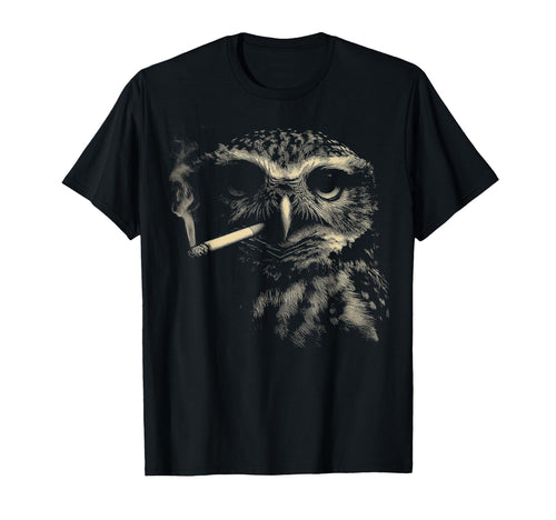 Funny Owl Smoking Bird Cigarette Meme T-Shirt - Minimalist Print Men Women - T-Shirt, Sweatshirt, Hoodie