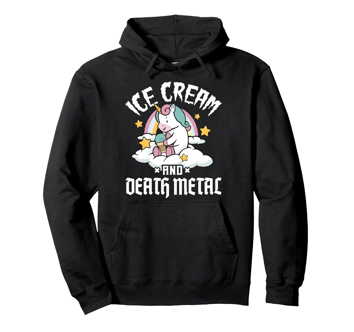 Unicorn Rainbow Heavy Metal Ice Cream Hoodie - Casual Everyday Wear Unisex - T-Shirt, Sweatshirt, Hoodie
