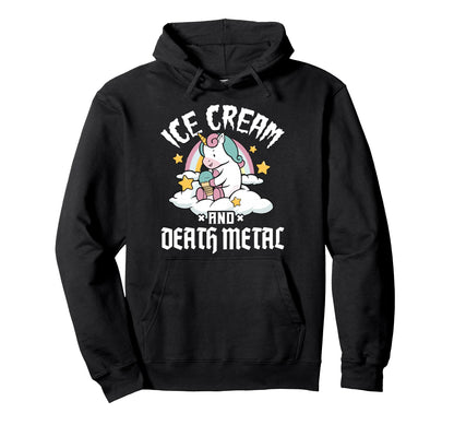Unicorn Rainbow Heavy Metal Ice Cream Hoodie - Casual Everyday Wear Unisex - T-Shirt, Sweatshirt, Hoodie