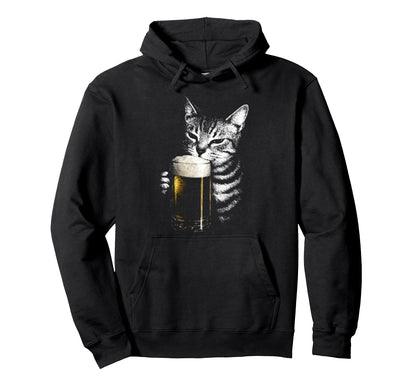 Cat Beer Y2K 90S Funny Cat Beer Hoodie - Fun Novelty Design Men Women - T-Shirt, Sweatshirt, Hoodie
