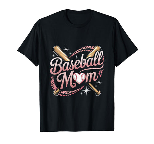 Baseball Mom Heart Bat Star Sports T-Shirt - Custom Art Print for Adults - T-Shirt, Sweatshirt, Hoodie