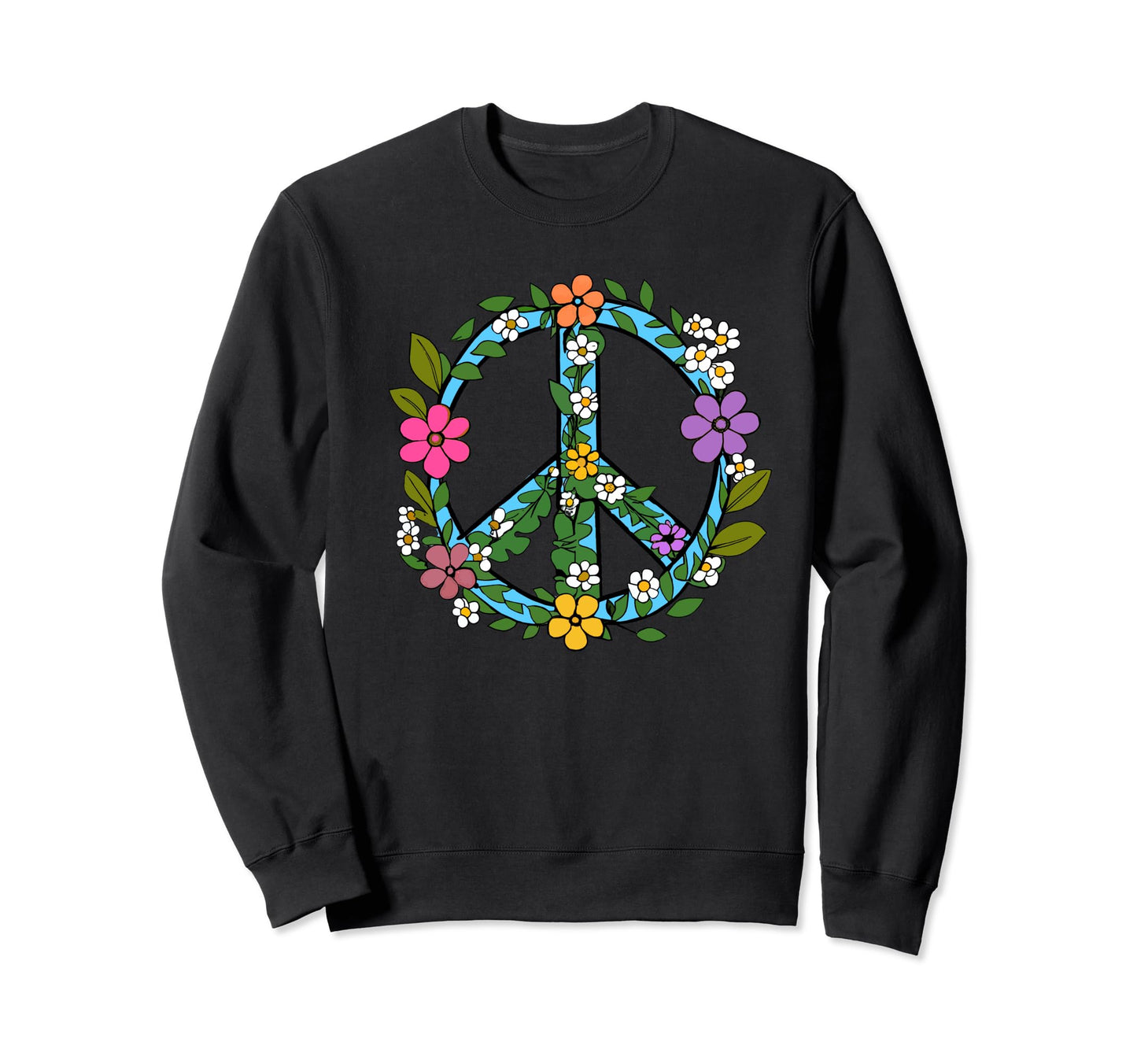 Boho Floral Peace Sign Hippie Peace Sweatshirt - Trendy Graphic Men Women - T-Shirt, Sweatshirt, Hoodie