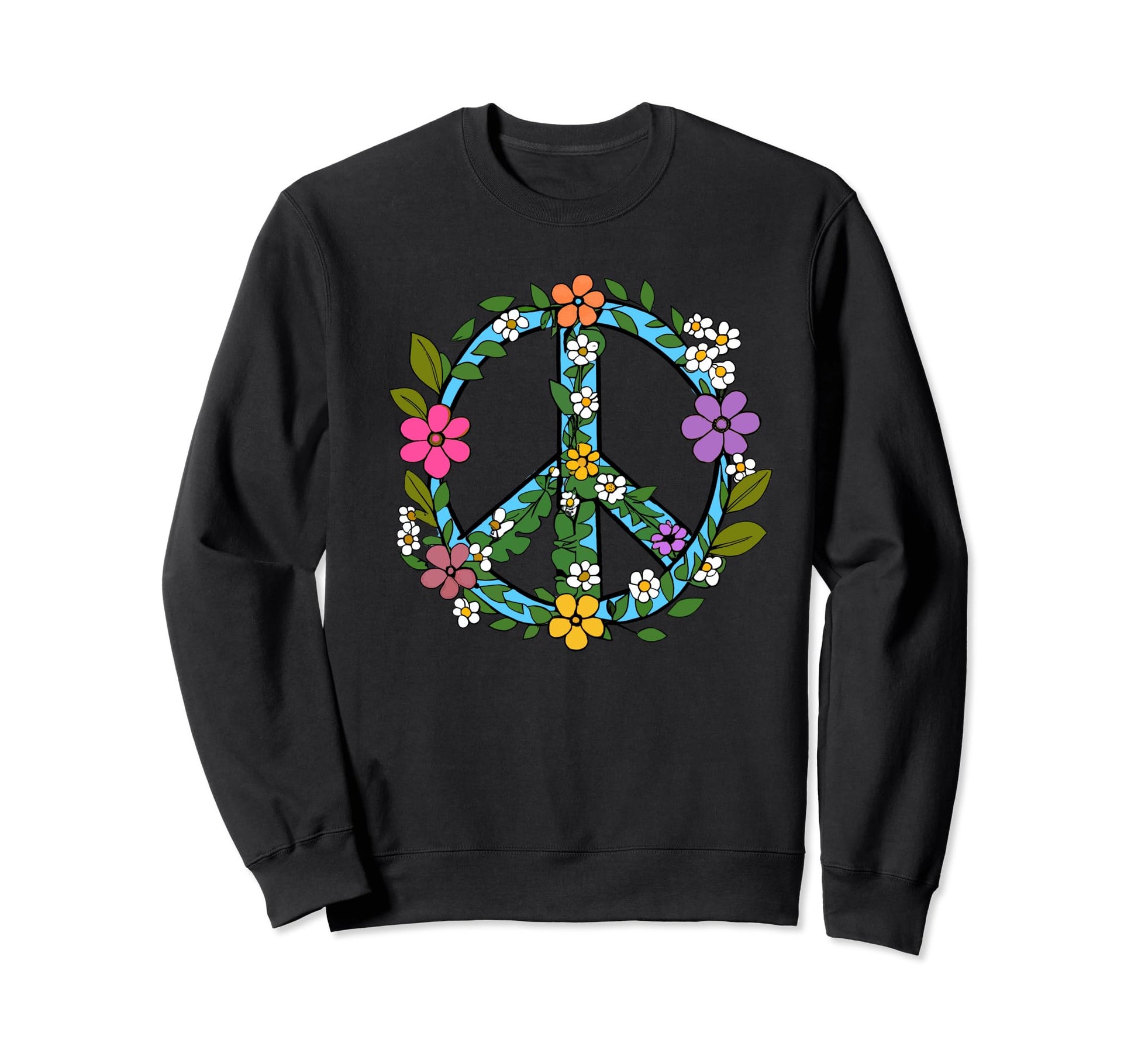 Boho Floral Peace Sign Hippie Peace Sweatshirt - Trendy Graphic Men Women - T-Shirt, Sweatshirt, Hoodie
