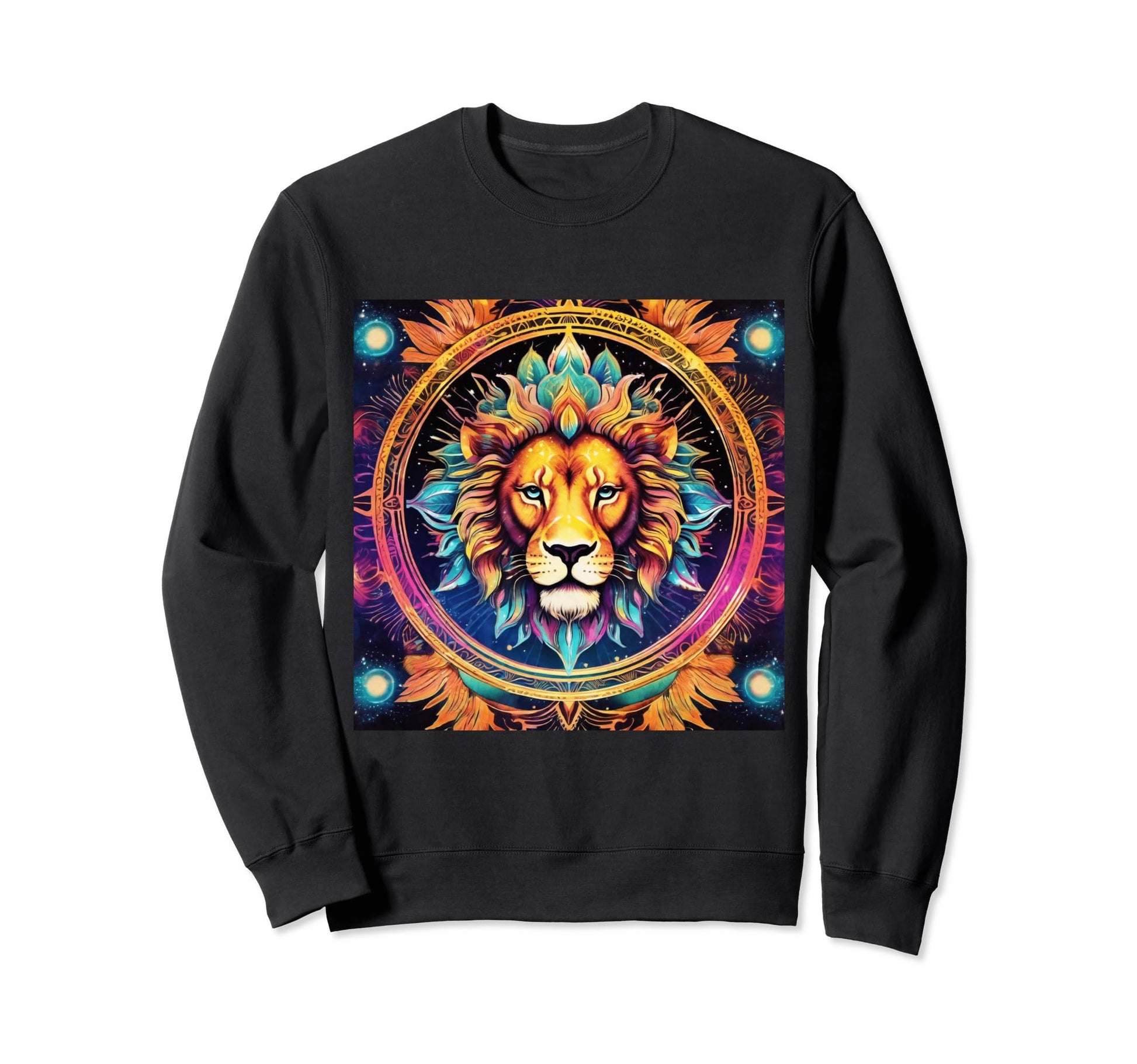 80S Celestial Lion Hippie Boho Cat Sweatshirt - Trendy Graphic for Adults - T-Shirt, Sweatshirt, Hoodie