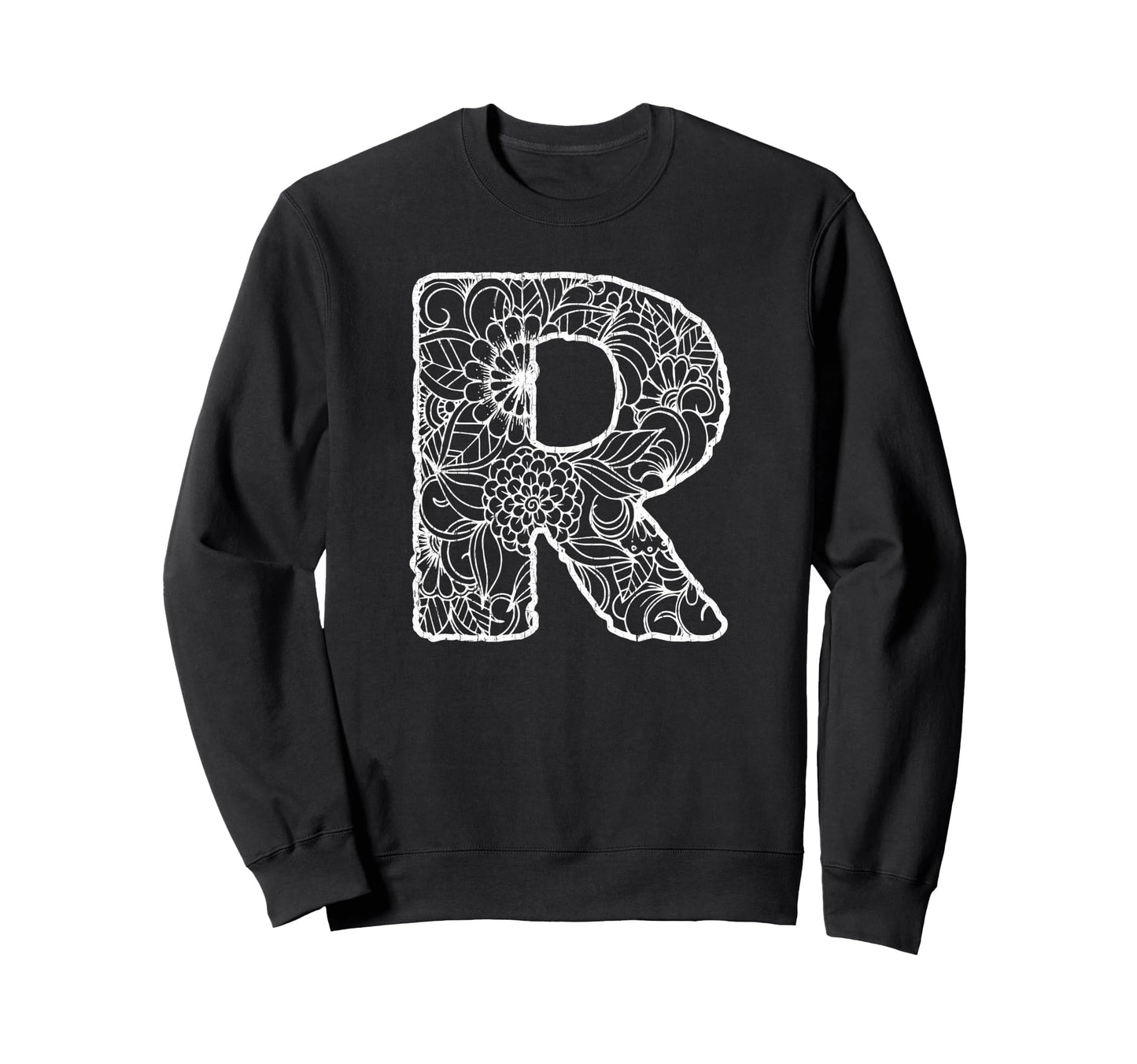 Capital Letter R Floral Chic Boho Sweatshirt - Casual Everyday Wear Unisex - T-Shirt, Sweatshirt, Hoodie