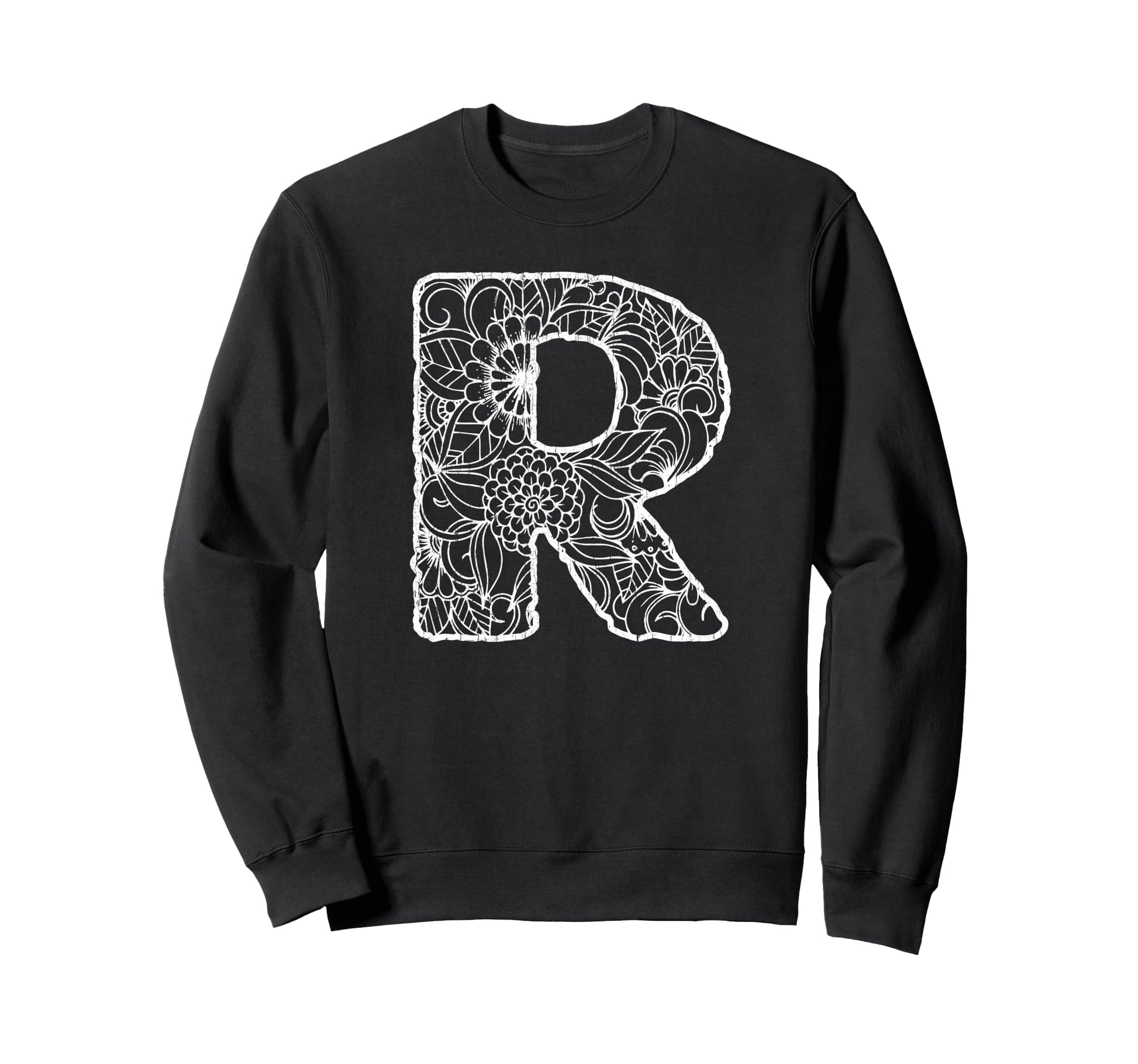 Capital Letter R Floral Chic Boho Sweatshirt - Casual Everyday Wear Unisex - T-Shirt, Sweatshirt, Hoodie