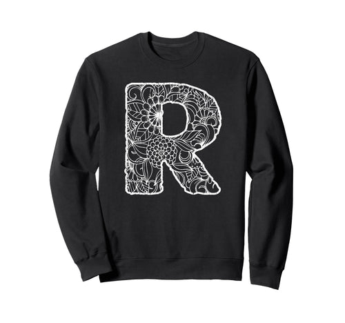 Capital Letter R Floral Chic Boho Sweatshirt - Casual Everyday Wear Unisex - T-Shirt, Sweatshirt, Hoodie