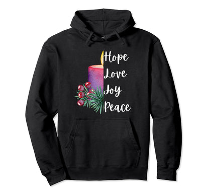 Christian Advent Candle Hope Love Hoodie - Casual Everyday Wear for Adults - T-Shirt, Sweatshirt, Hoodie