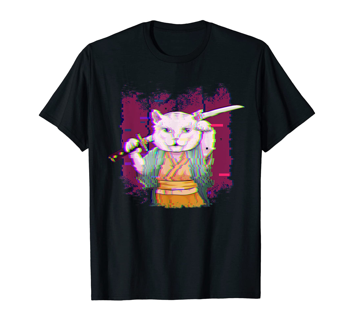 Japanese Samurai Maneki Neko Cat Lucky T-Shirt - Unique Graphic Unisex - T-Shirt, Sweatshirt, Hoodie
