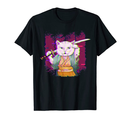 Japanese Samurai Maneki Neko Cat Lucky T-Shirt - Unique Graphic Unisex - T-Shirt, Sweatshirt, Hoodie
