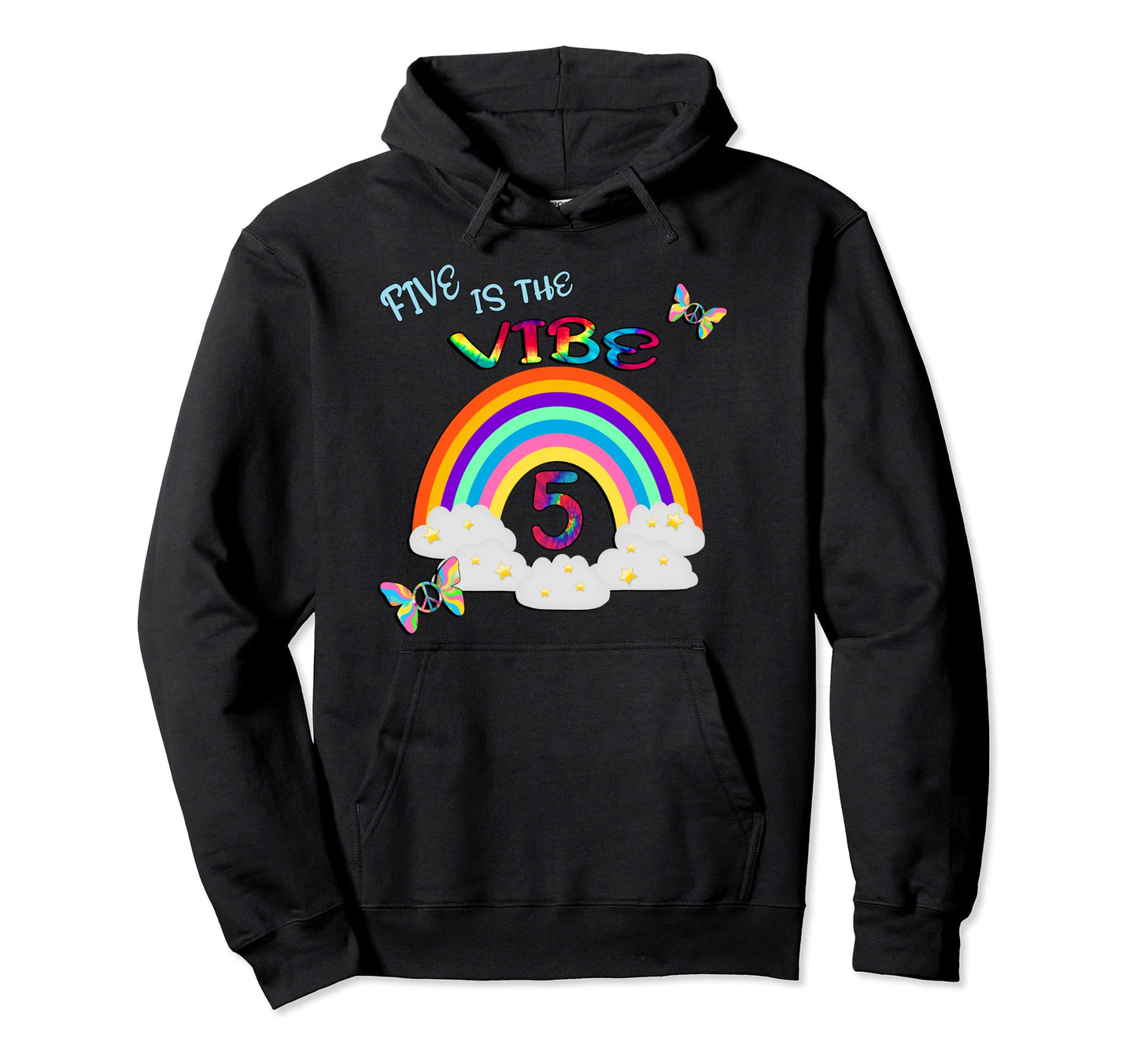 5Th Birthday Rainbows Five Birthday Hoodie - Graphic Print Unisex - T-Shirt, Sweatshirt, Hoodie