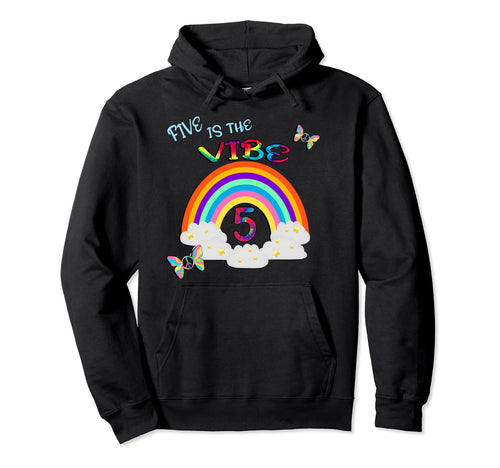 5Th Birthday Rainbows Five Birthday Hoodie - Graphic Print Unisex - T-Shirt, Sweatshirt, Hoodie