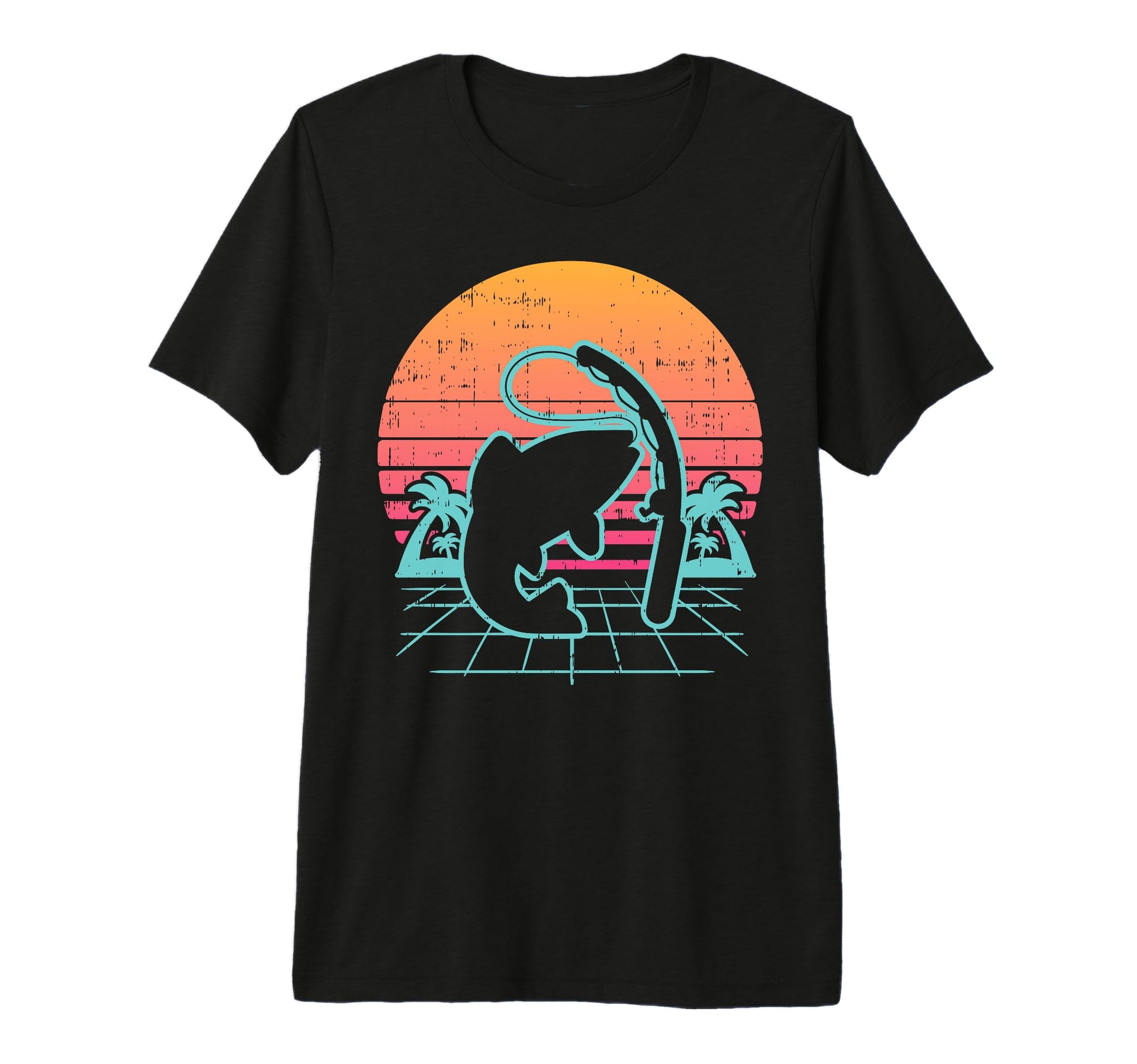 Vaporwave Aesthetic Fish Fishing T-Shirt - Casual Everyday Wear Men Women - T-Shirt, Sweatshirt, Hoodie
